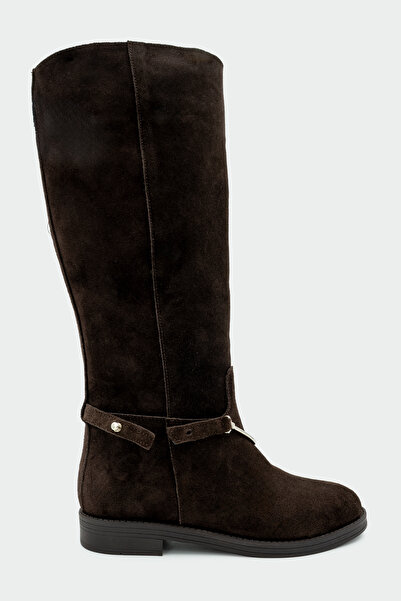 LAMİNTA Steve Bitter Brown Suede Women's Detachable Gold Accessory Boots