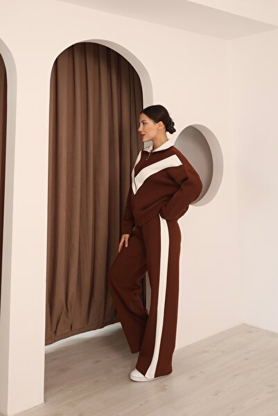 b buhari bykoc Paneled Striped Detail 3 Thread Fleece-Lined Tracksuit Suit