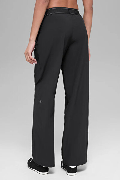 HepsitrentStore Black Basic Regular Elastic Waist Casual Fabric Trousers