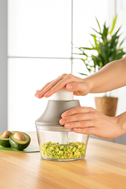 Pazar Kapısı Manual Press 3-Blade Handheld Rondosu Fast Cutting Practical Kitchen Chopper