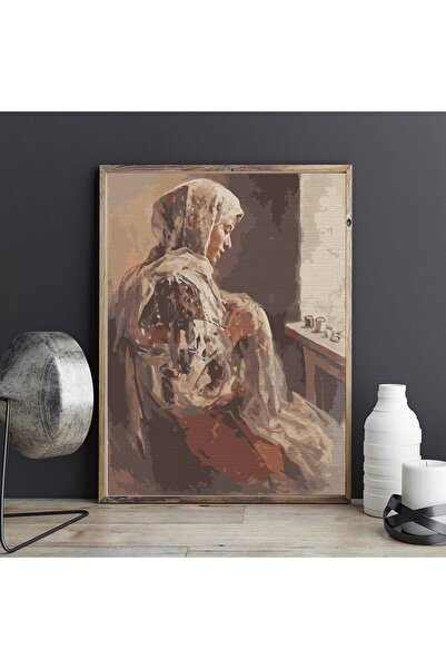 Pictorul Fericit Sewing (Ţărăncuţă cosând) - Pictură pe numere