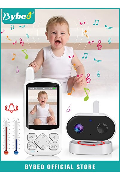 BYBEO جهاز مراقبة الأطفال المتطور، شاشة LCD مقاس 2.8 بوصة مع كاميرا وصوت ثنائ...