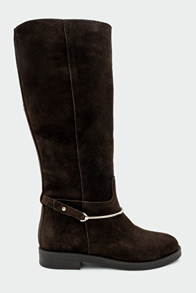 LAMİNTA Steve Bitter Brown Suede Women's Detachable Gold Accessory Boots