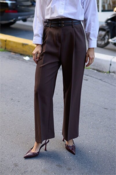 ossons Double Belted Straight Cut Trousers