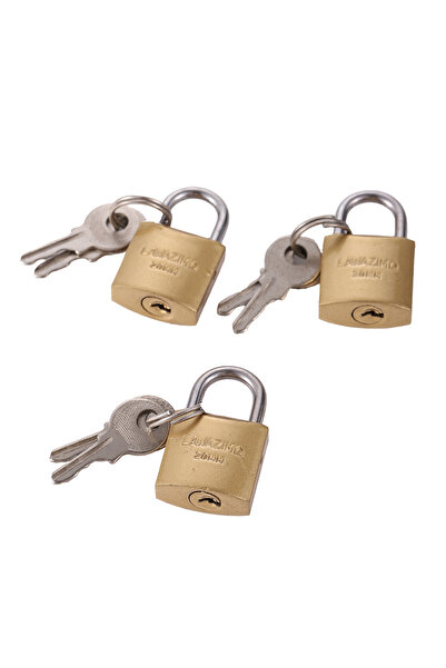 Lawazim Brass Padlock 3pcs 20mm - Weather Resistant Keyed Locks for Doors and Boxes