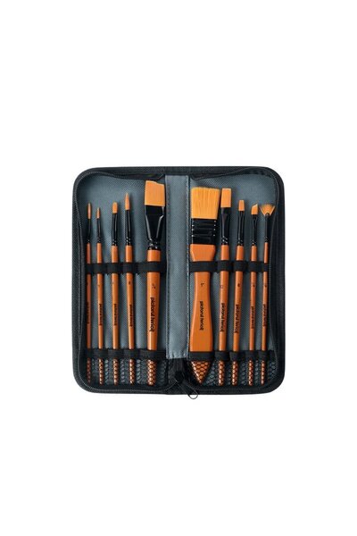 Pictorul Fericit Trusă de 10 pensule acrilic cu penar, fir sintetic,