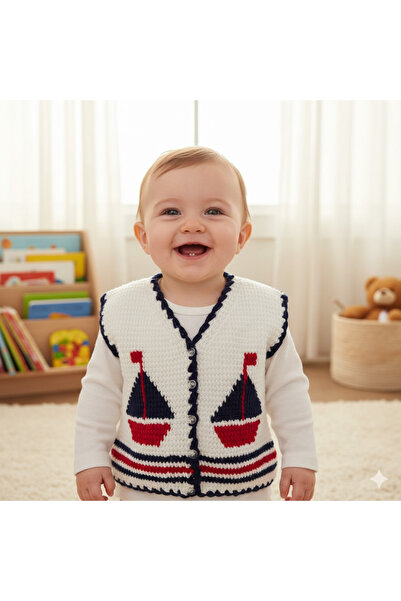 SENSSTEKSTİL 🌼   Hand Knitted Göz Nuru Patterned Baby Vest