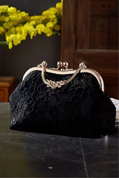 ZEYYMODA French Lace Embroidered Black Stylish and High Quality Shoulder Bag, Women's Shoulder Bag Evening Dress Bag