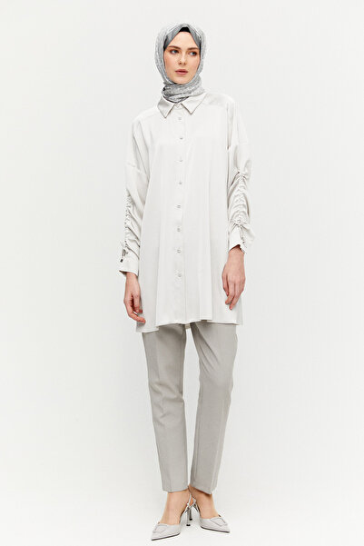 Setrms Büzgü Detaylı Saten Tunik