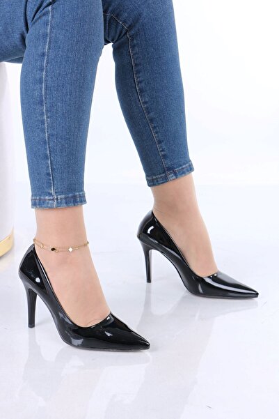 sefayol Lisle Black Patent Leather Thin Heeled Women's Shoes
