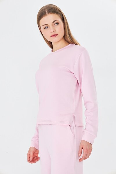 TRENDHİLL Women's Modal Fabric Comfortable Fit Tracksuit Set Pink 8509-P