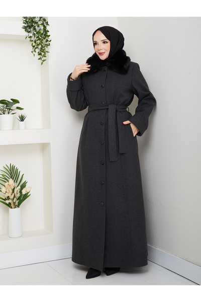 Moda İncir Plus Size Buttoned Cardigan Coat