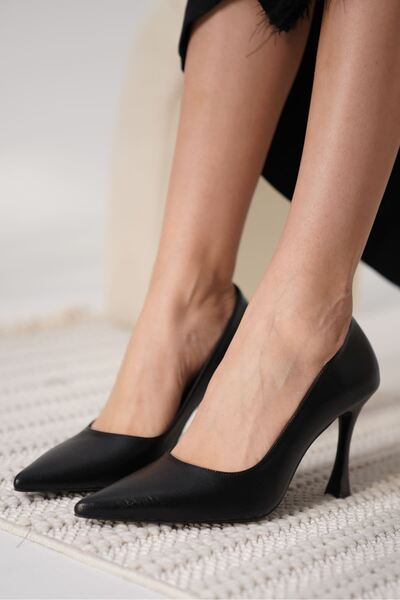 AuroraStore حذاء نسائي ذو كعب ستيليتو من Blade Black Skin