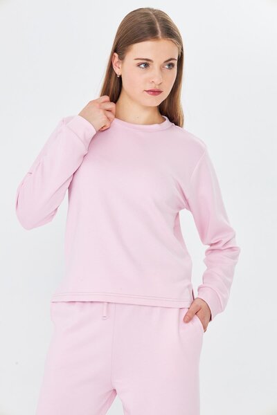 TRENDHİLL Women's Modal Fabric Comfortable Fit Tracksuit Set Pink 8509-P