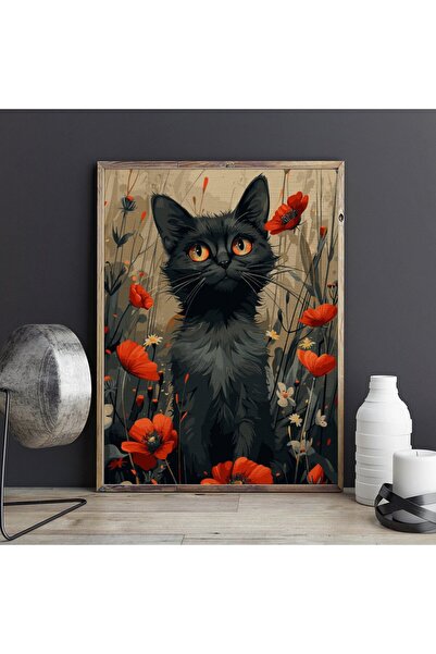 Pictorul Fericit Pisică printre maci (Γάτα ανάμεσα σε παπαρούνες) - Pictură p...