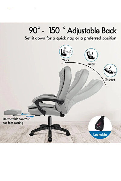 VariFurnx Ergonomic Office Desk Computer Chair PU Leather Swivel High-Back Reclining Chair Home Gaming Chair