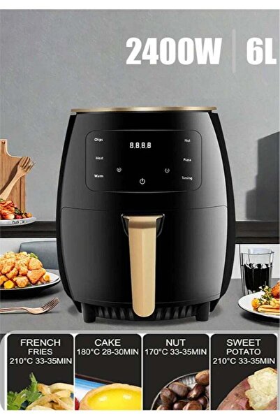 Generic Leon Home 6L Air Fryer - Digital Interface, 8 Preset Functions, Touch Screen, Rapid Air Tech, Black
