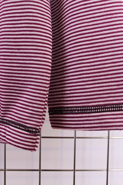 YXL COLLECTION Women's Plus Size Collar Lace-Up Long Sleeve Skirt Elastic Striped Transitional Sweatshirt