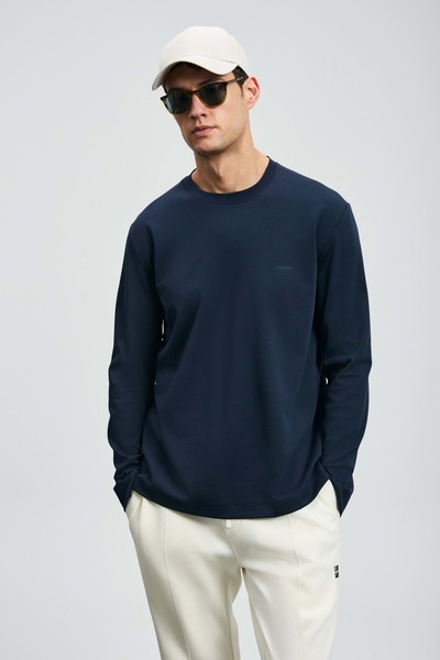 Lufian 112020056 Victor Long Sleeve T-Shirt Men's T-Shirt Dark Blue