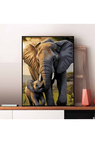 Pictorul Fericit Joaca elefanților (Elephants playtime) - Pictură pe numere