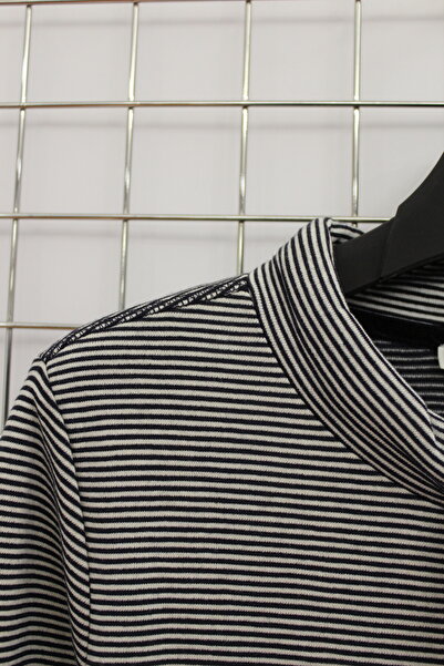 YXL COLLECTION Women's Plus Size Collar Lace-Up Long Sleeve Skirt Elastic Striped Transitional Sweatshirt