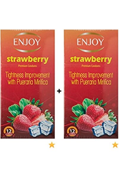 Enjoy 2 واقي ذكري فاخر بنكهة الفراولة، 12 قطعة