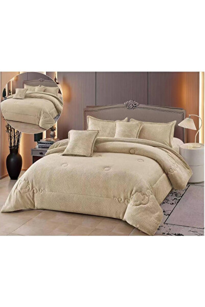 DEC29 Filled bedspread. Velvet faux fur, double size, 6 pieces