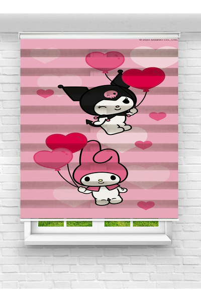 akel collection Cromer Pembe Sevimli Karakter Baskılı Çocuk Odası Zebra Perde