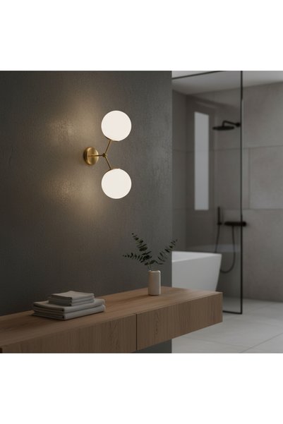 MOİRA Modern Double Glass Wall Sconce Glop White Glass E27 Lampholder Bedside Corridor,Damar-6341
