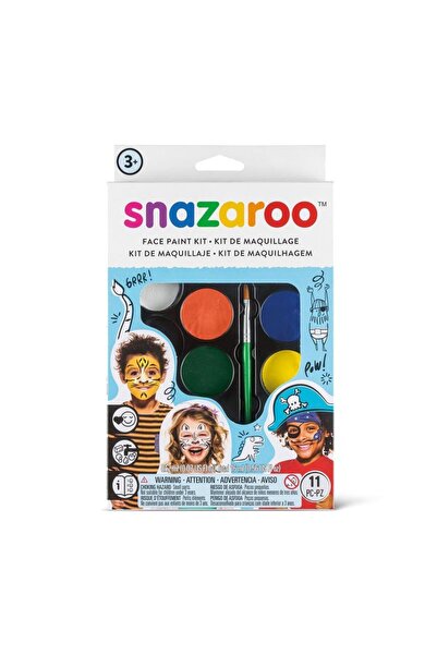 Snazaroo Kit pictură pe față, pentru băieți, 8 culori și pensulă, 3 ani+