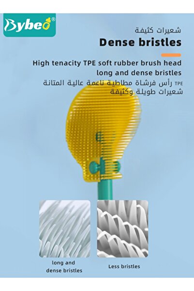 BYBEO 4 in 1 Silicone Baby Bottle Cleaning Brush Set with Stand, 360° Rotating Water Bottles Cleaner, Cup