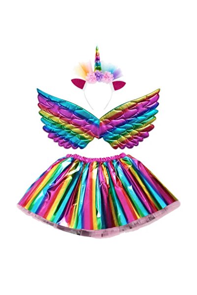DEME Unicorn Costume Headband, Wings and Skirt, 3 pieces