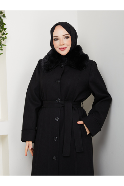 Moda İncir Plus Size Buttoned Cardigan Coat