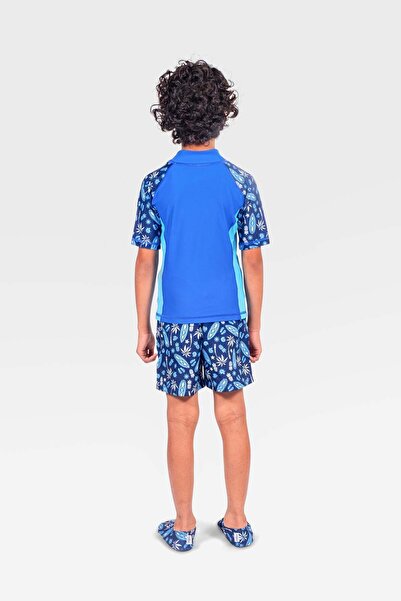 Coega Sunwear Boys Kids Rashguard Short Sleeve - Navy Blue Surf