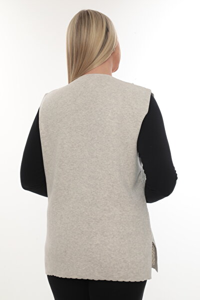 İKSUN Women's Knitwear Pocketed Winter Thick Patterned Mother's Vest