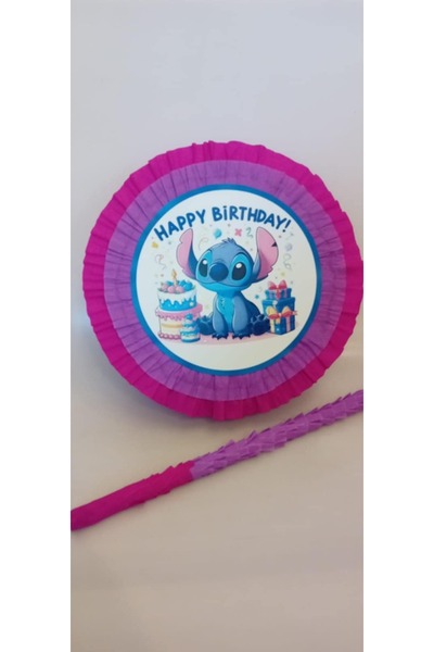 HappyHit Piñata Stitch rotunda cu bat – handmade Romania – petrecere copii
