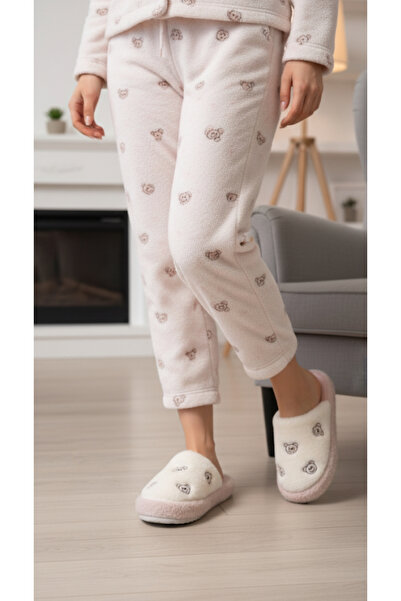 Hızlı Al Bear Pattern Embroidery Silent Sole Personality Home Slippers.