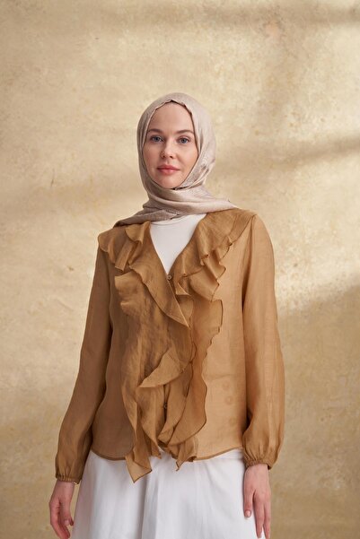 ARMANDA Jose Jakar Ethnic Pattern Shawl - Dark Beige