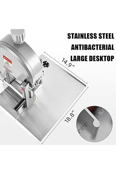 A.E Chbiao 1500W Commercial Bone Saw Machine, 18.8 x 14.9 in Workbench, 5 Blades