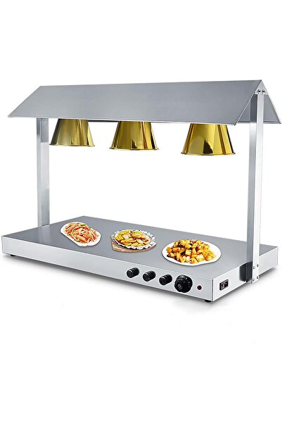 Five Stars Electric Food Buffet Warmer w/ Heat Lamp (250W), Stainless Steel, Adjustable Temp, Gold - 3 Bulbs