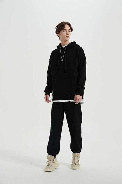 ELNOYA Black Basik Long Sleeve Comfortable Sweatshirt