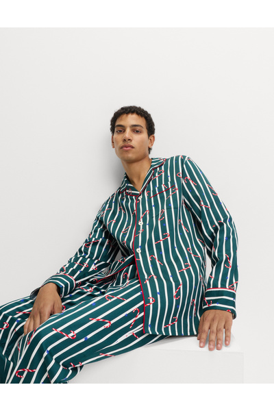Marks & Spencer Saf Pamuklu Candy Cane Çizgili Pijama Takımı