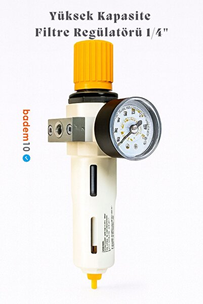 Badem10 Yüksek Kapasite 1/4'' Filtre Regülatör Pnömatik Hava Temizleme Basınç...