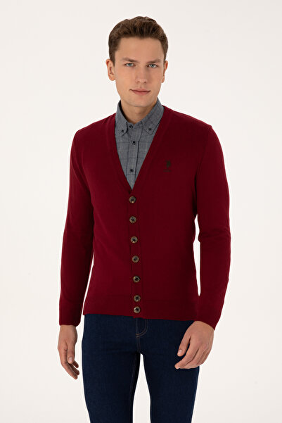 U.S. Polo Assn. Men's Burgundy Basic Knitwear Cardigan 50313702-Vr014