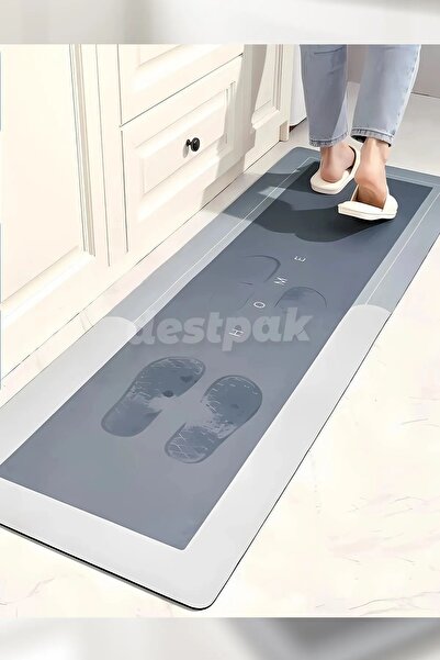 Destpak 2 Pcs Water Absorbent Mat Set - 45X120 and 45X70 cm - 5mm Thickness Extra Water Absorbent Bathroom Kitchen Mat