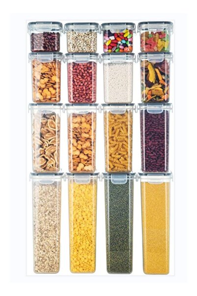 Arabest 16PCS Airtight Food Storage Containers with Lids,4 Sizes with Labels and Pen, Storage Jars Set