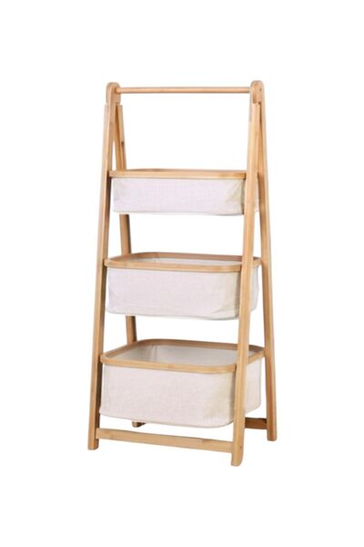 Bayev Bamboo Cream 3-Basket Organizer 700751 - Wooden Hobby Basket Toy Basket Organizer