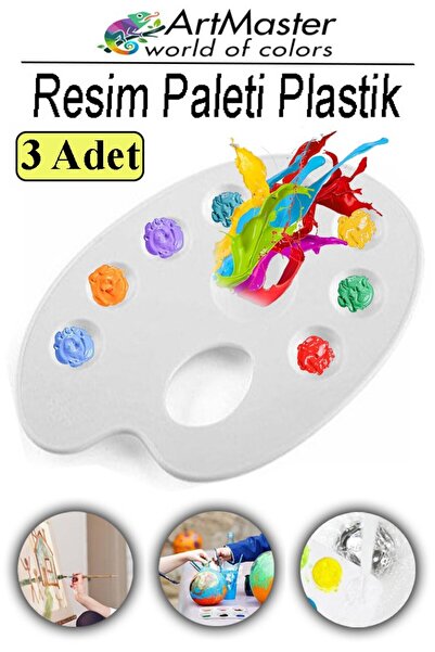 Artmaster Paleta de pictură 3 bucăți Paletă de pictură din plastic Paletă de ...