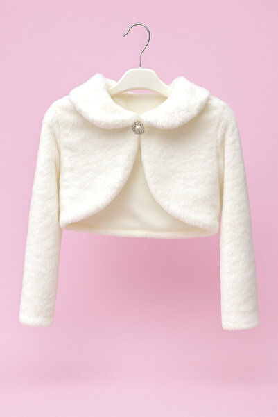 Atlas Kids Girls' and Baby's Evening Dress Plush Bolero – Fur Stylish Model with Pearl Buttons (Wedding&Engagement&Party) 2–13 Years