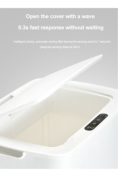 Generic SH-168U Rechargeable Automatic Induction Smart Trash Can Touchless 14L White